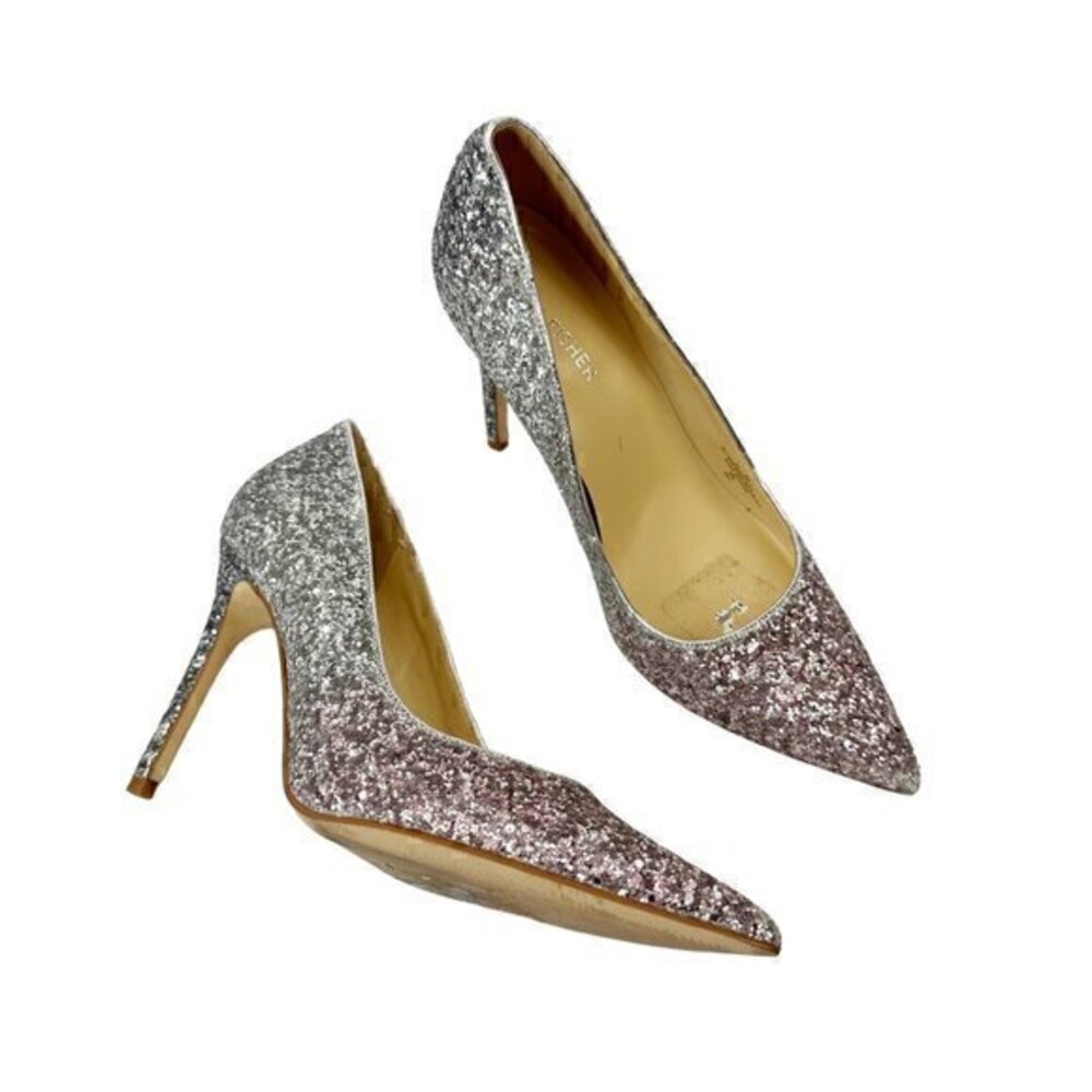 Marc Fisher Garicky Glitter‎ Pointed Toe Heels Silver Pink Ombre Size 8